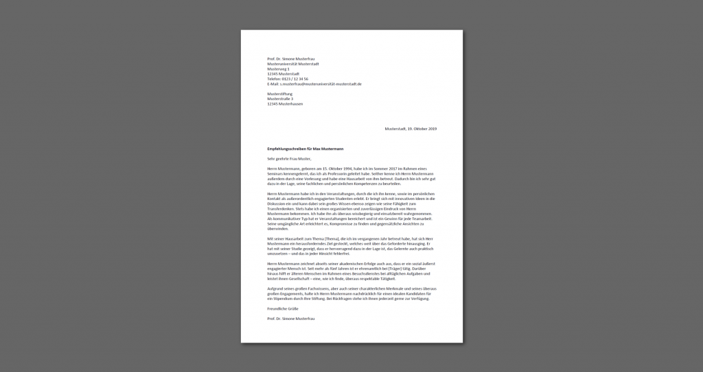 Bewerbung Für Ein Stipendium Muster werkstudentenjob.com